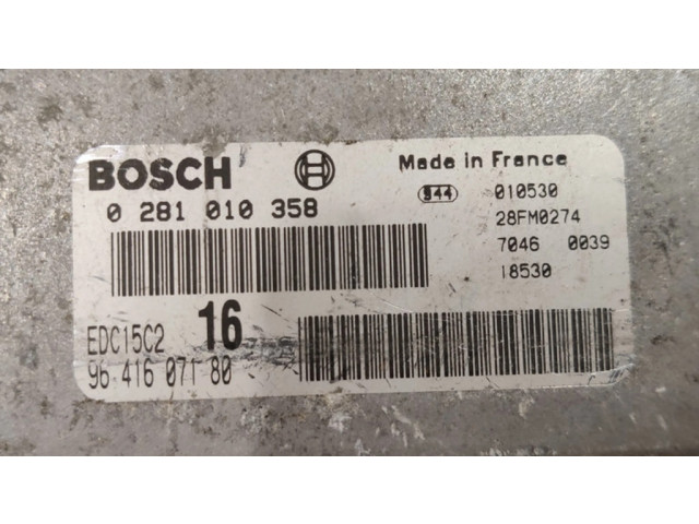 Блок управления двигателем Блок управления 0281010358, 9641607180 Citroen Xsara Picasso