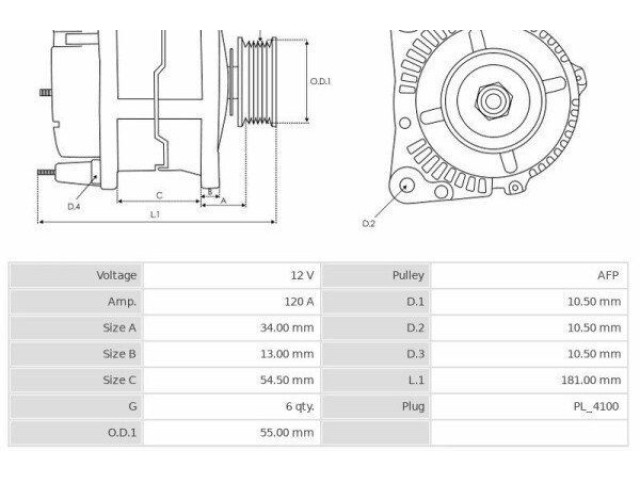 Генератор CA2013, 3EFFE Mitsubishi Lancer X