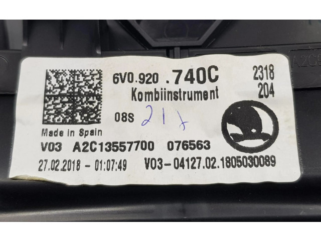 Панель приборов 6V0920740C, 6V0920740C Skoda Fabia Mk3 (NJ)