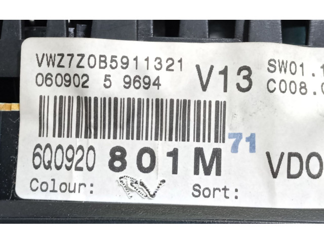 Панель приборов 6Q0920801M, 6Q0920801M   Volkswagen Polo       