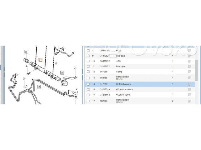 Топливная рампа 0445215023, 30757146   Volvo XC90   для двигателя D 5244 T4