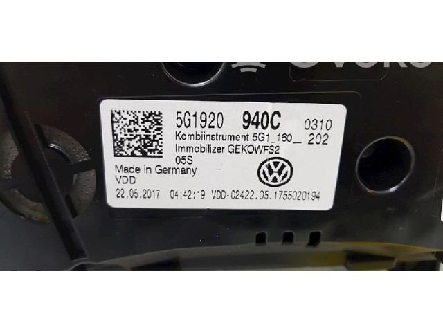 Панель приборов 5G1920940C, 5G1920940C Volkswagen Golf VII