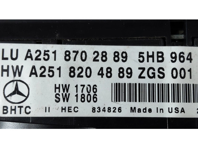 Блок управления климат-контролем A2518702889, A2518204889   Mercedes-Benz R W251
