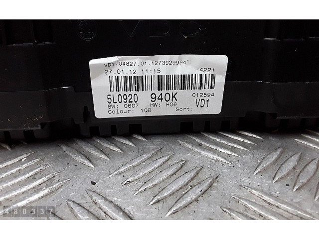 Панель приборов 5L0920940K   Skoda Yeti (5L)       