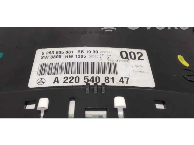Přístrojová deska Mercedes-Benz S W220 A2205408147