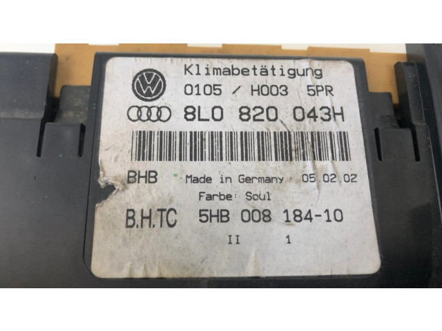 Блок управления климат-контролем 8L0820043H, 5HB00818410 Audi A3 S3 8L
