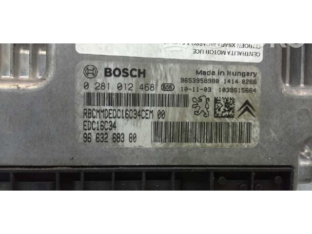 Блок управления двигателя 0281012468, 9663268380 Citroen Xsara