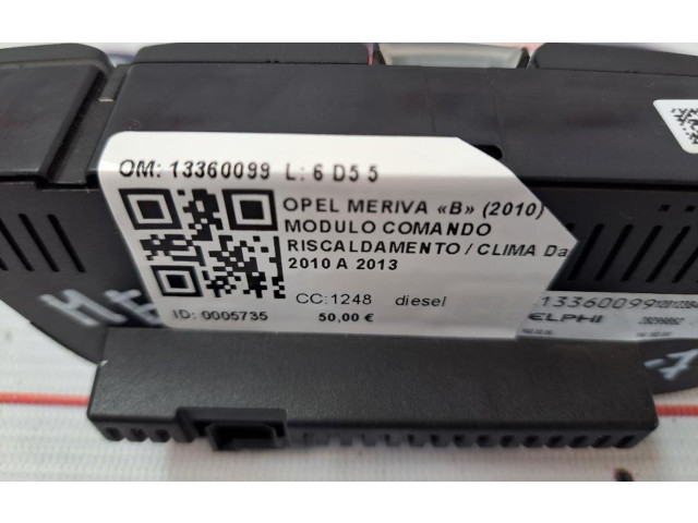 Блок управления климат-контролем 13360099, 13360099 Opel Meriva B