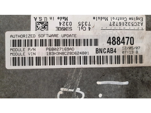 Řídící jednotka P68027169AD, A2C53286727 Dodge Caliber 2007