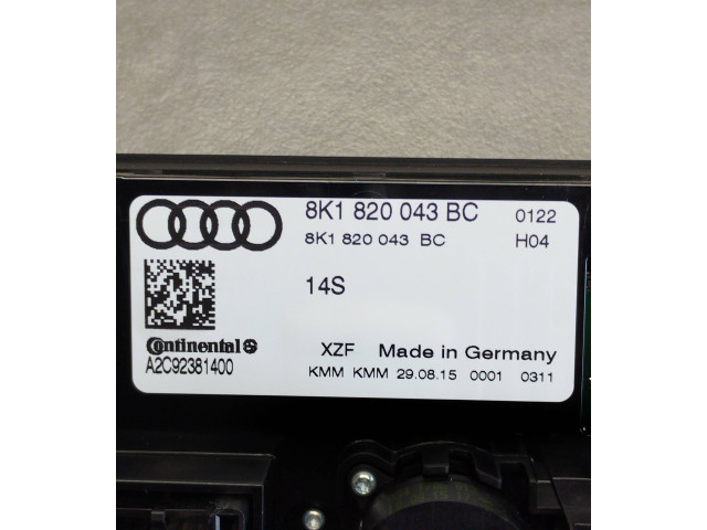Блок управления климат-контролем 8K1820043BC, A2C92381400   Audi A5 Sportback 8TA