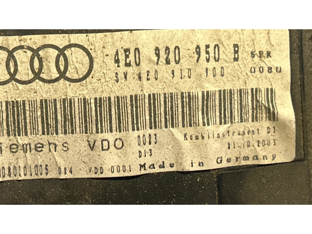 Přístrojová deska Audi A8 S8 D3 4E 2006 4E0920900F