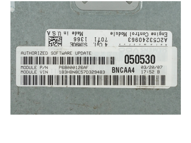 Řídící jednotka P68000126AF, A2C53240963 Dodge Caliber 2007
