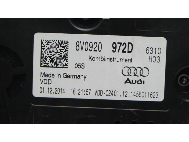 Панель приборов 8V0920972D, 8V0920972D Audi A3 S3 8V