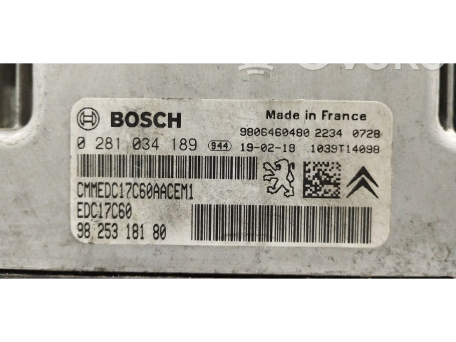 Блок управления двигателя 9825318180, 0281034189 Peugeot Partner III