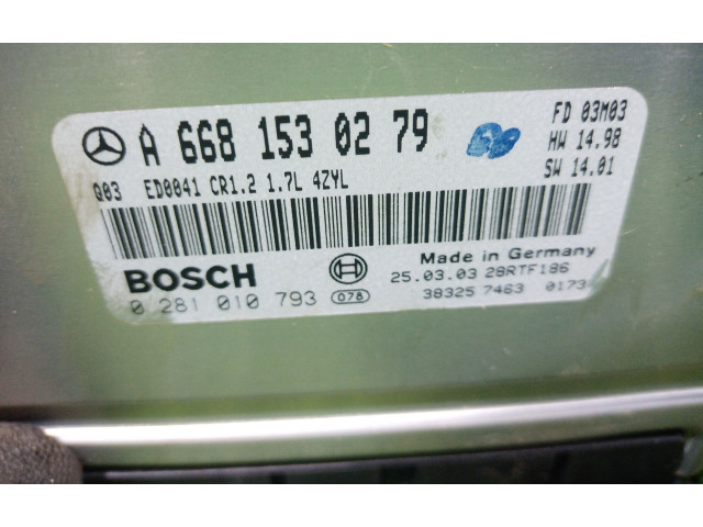 Блок управления двигателя A6681530279, A6681530279   Mercedes-Benz A W168