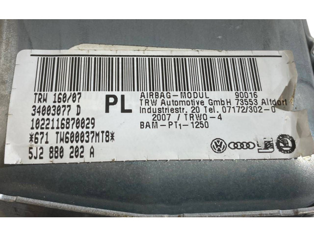 Подушка безопасности пассажира 5J2880202A, 34003077D   Skoda Fabia Mk2 (5J)