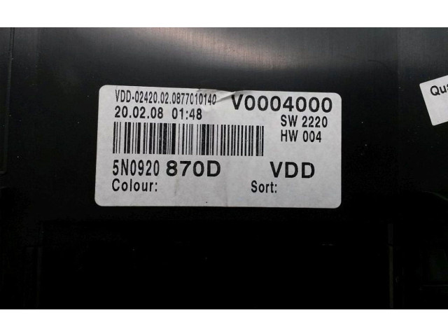 Přístrojová deska Volkswagen Tiguan 2007 5N0920870DX, 5N0920870D