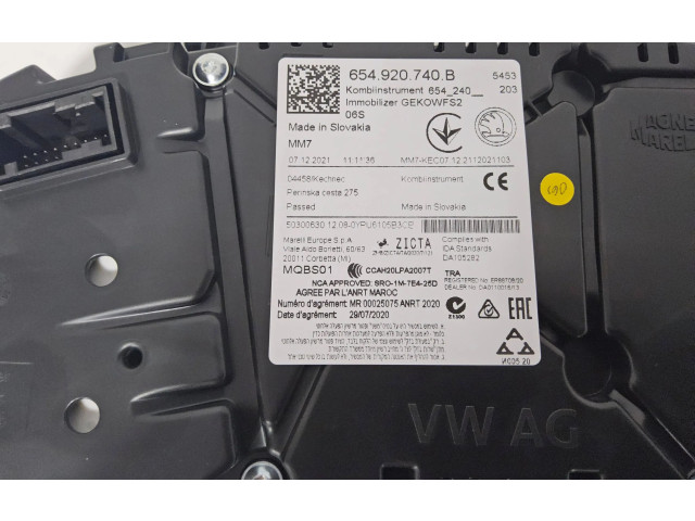 Панель приборов 654920740B, 654920740   Skoda Kamiq       
