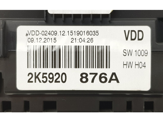 Přístrojová deska  Volkswagen Caddy 2016 2K5920876A, 2K5920876A  