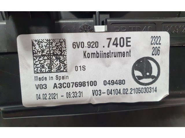 Панель приборов 6V0920740E, A3C07698100 Skoda Fabia Mk3 (NJ)