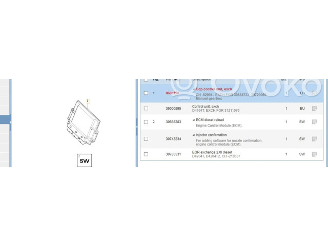 Řídící jednotka 30729065A, 8603118 Volvo S40 2004