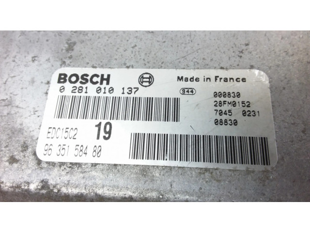 Блок управления двигателя 0281010137, 9635158480 Citroen Xsara