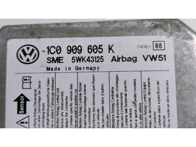 Блок подушек безопасности 1C0909605K, 5WK43125 Skoda Fabia Mk1 (6Y)