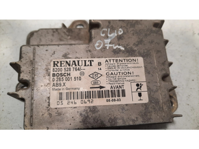 Блок подушек безопасности 0285001510, 8200528764   Renault Clio III