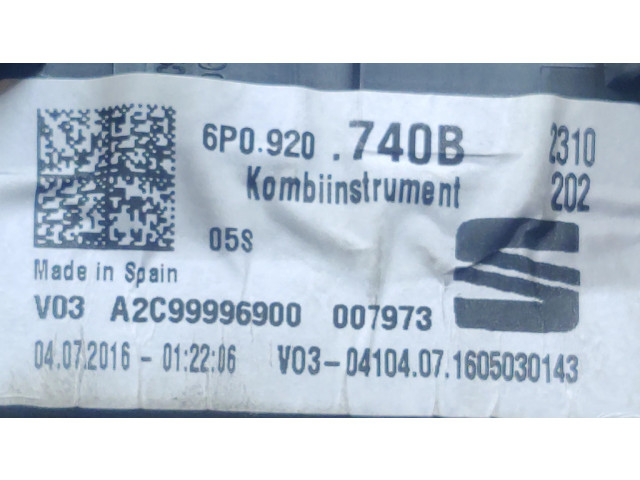 Přístrojová deska Seat Ibiza IV (6J,6P) 2016 6P0920740B