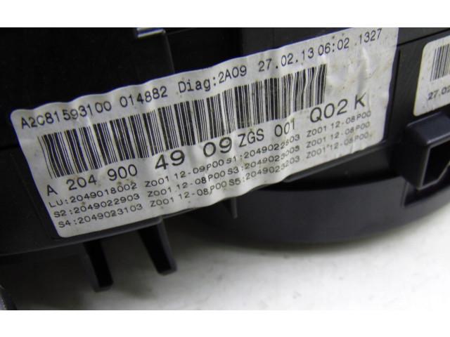Přístrojová deska  Mercedes-Benz C W204 2013 A2049004909  