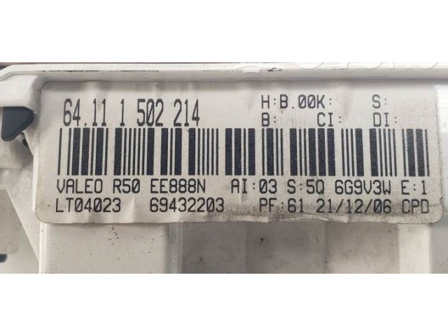 Блок управления климат-контролем 64111502214 Mini One Cooper Cabrio R52