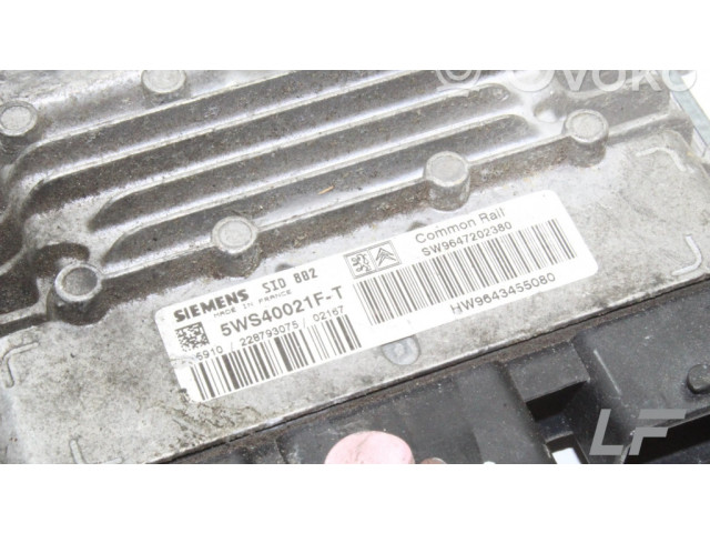 Блок управления двигателя 5WS40021FT, 9647202380 Citroen C3 Aircross