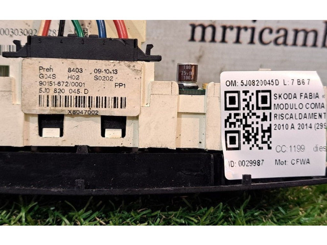 Блок управления климат-контролем 5J0820045D, 5J0820045D   Skoda Fabia Mk2 (5J)