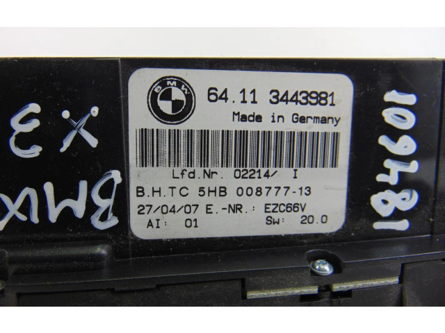 Блок управления климат-контролем 3443981   BMW X3 E83
