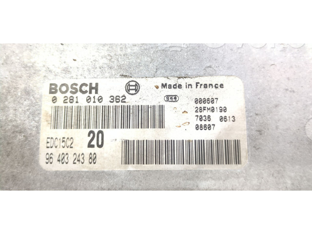 Блок управления двигателя 9640324380, BOSCH0281010362   Peugeot 306