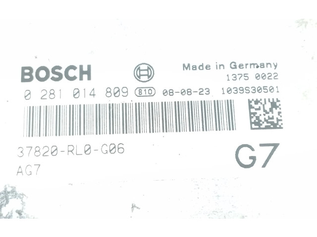 Блок управления двигателя 37820RL0G06, 0281014809 Honda Accord