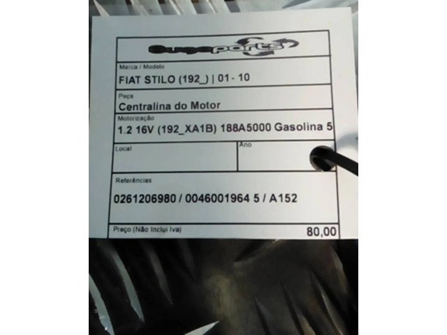 Řídící jednotka 0261206980   Fiat Stilo 