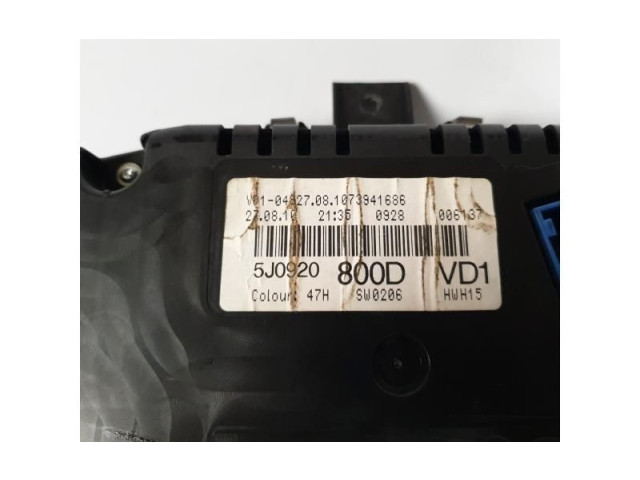 Панель приборов 5J0920800D, 5J0920800D Skoda Fabia Mk2 (5J)