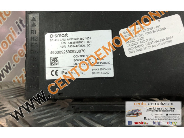 Турбина SAM блок управления Smart ForTwo II A4514420000, A4514420000