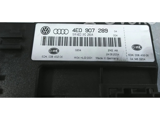 Pojistková skříňka Řídící jednotka BSM 4E0907289, 4E0907289D   Audi A8 S8 D3 4E 2005