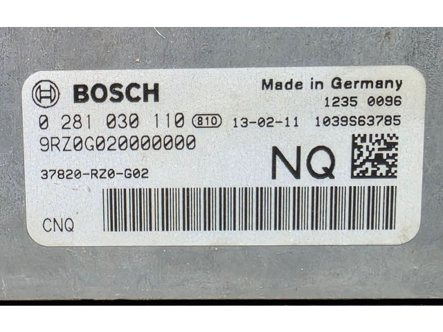 Řídící jednotka 0281030110, 37820RZ0G02 Honda Civic IX 2014