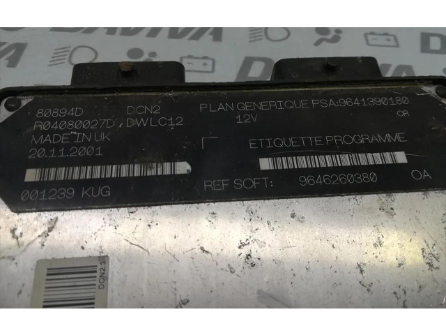 Řídící jednotka 9646260380, 001239KUG Citroen Berlingo 2002