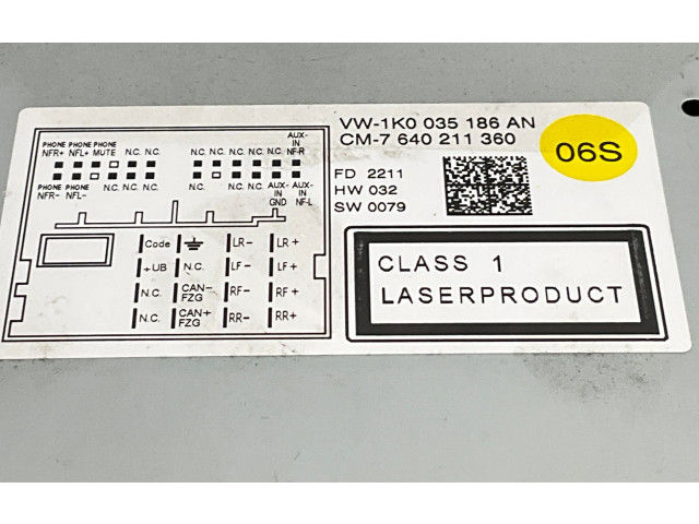 Радио/ проигрыватель CD/DVD / навигация 1K0035186AN    Volkswagen Jetta VI  CAYC 