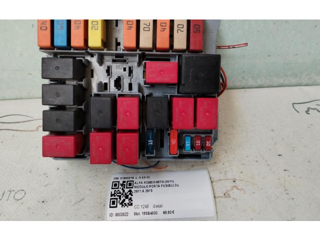 Pojistková skříňka 51905216, 199B4000 Alfa Romeo Mito 2011