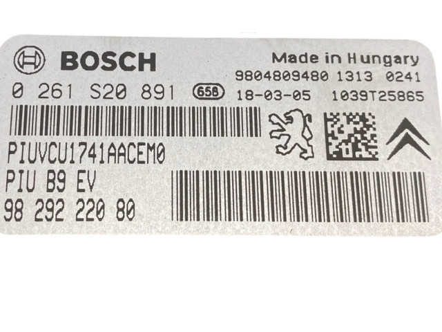 Řídící jednotka 0261S20891, 9829222080 Peugeot Partner 2018