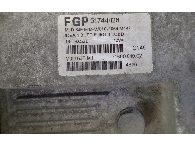 Блок управления двигателем Блок управления 51744426MJD6JF.M1 Fiat Idea