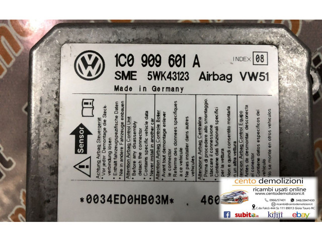 Блок подушек безопасности 1C0909601A, 1C0909601A Skoda Fabia Mk1 (6Y)