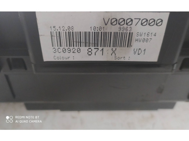 Přístrojová deska Volkswagen PASSAT B6 2009 3C0920871X, V0007000