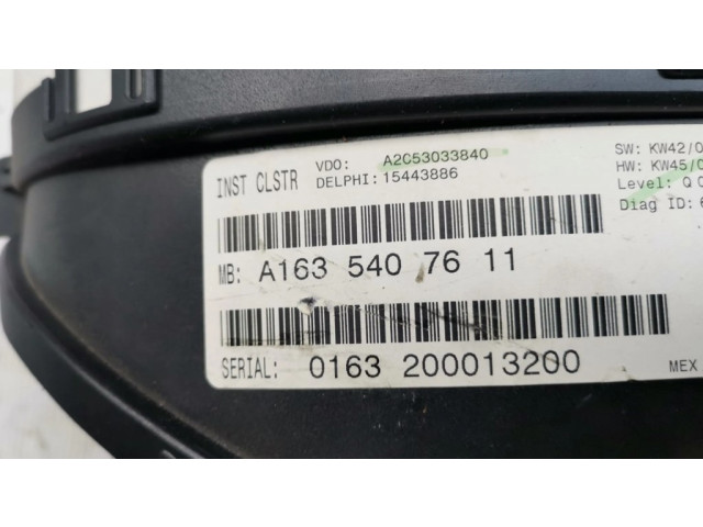 Přístrojová deska Mercedes-Benz ML W163 2003 A1635407611, 1635407611