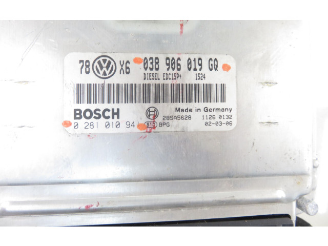 Řídící jednotka 0281010941, 038906019GQ Volkswagen PASSAT B5.5 2002